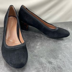 Vionic Natalie Tortoise Women’s Shoes Black 9.5 M Suede Block Heel Pumps